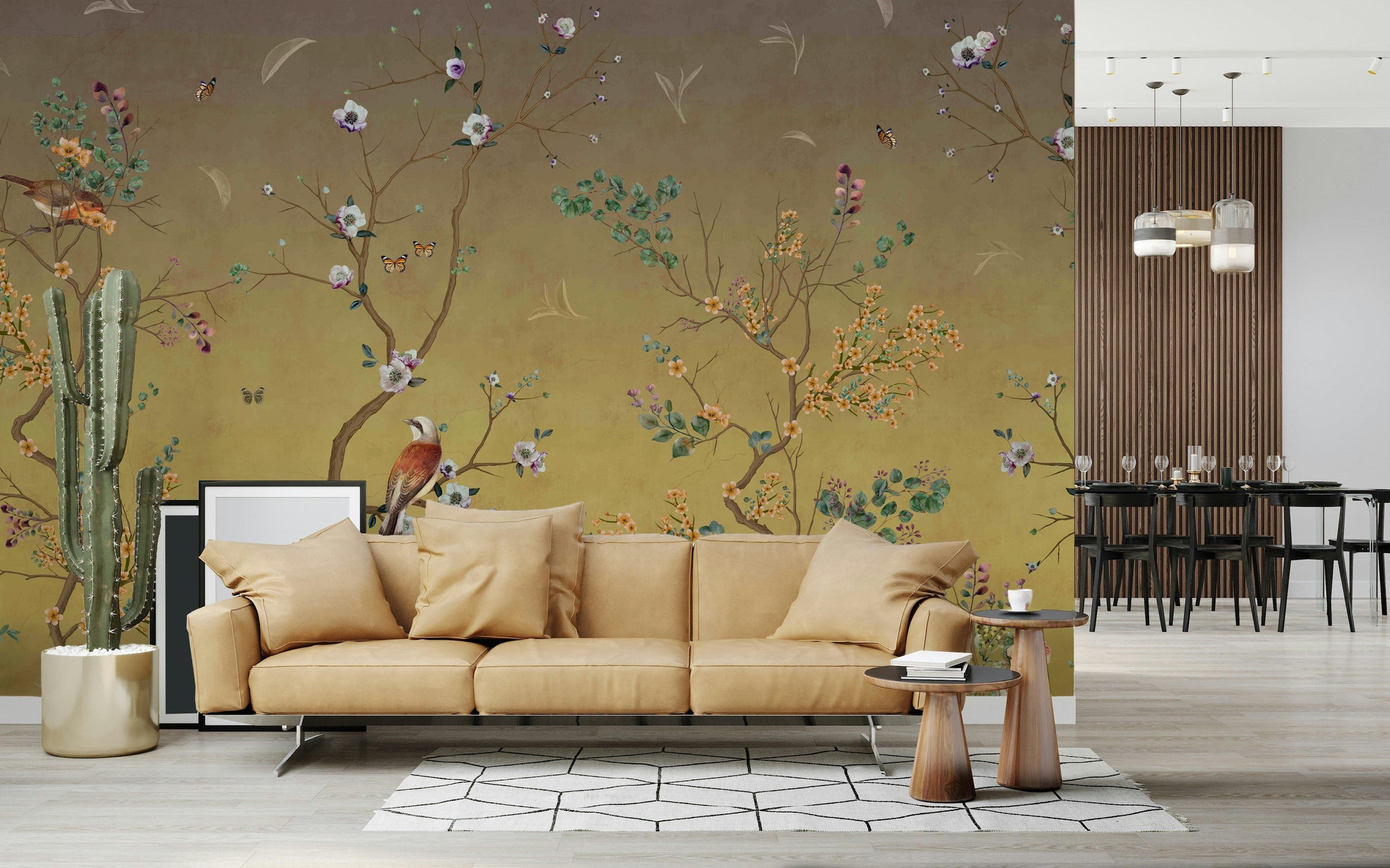 Vintage Bird and Blossom Wallpaper Nature Mural