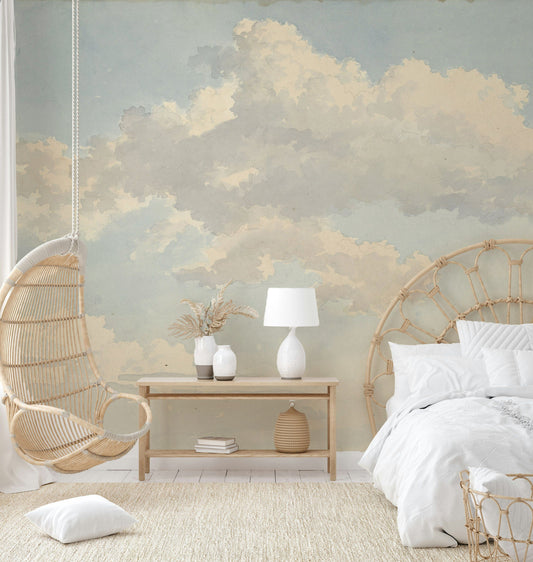 Cloud Wallpaper Sky Soft Blue White Wall Mural