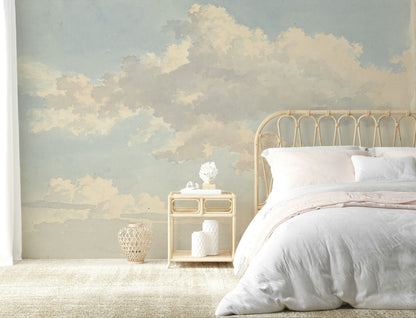Cream and Blue Cloudy Sky Wall Mural