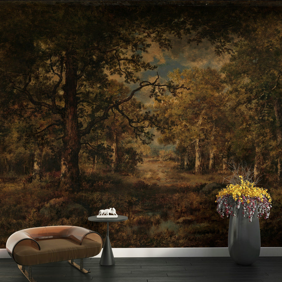 Moody Rustic Forest Landscape Wall Mural