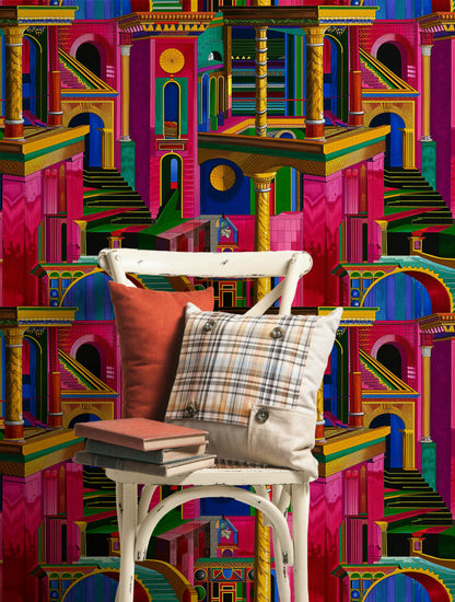Vibrant Multicolor Geometric Architecture Wallpaper