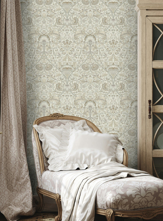 Vintage Floral Wallpaper Cream Damask Pattern Wall Mural