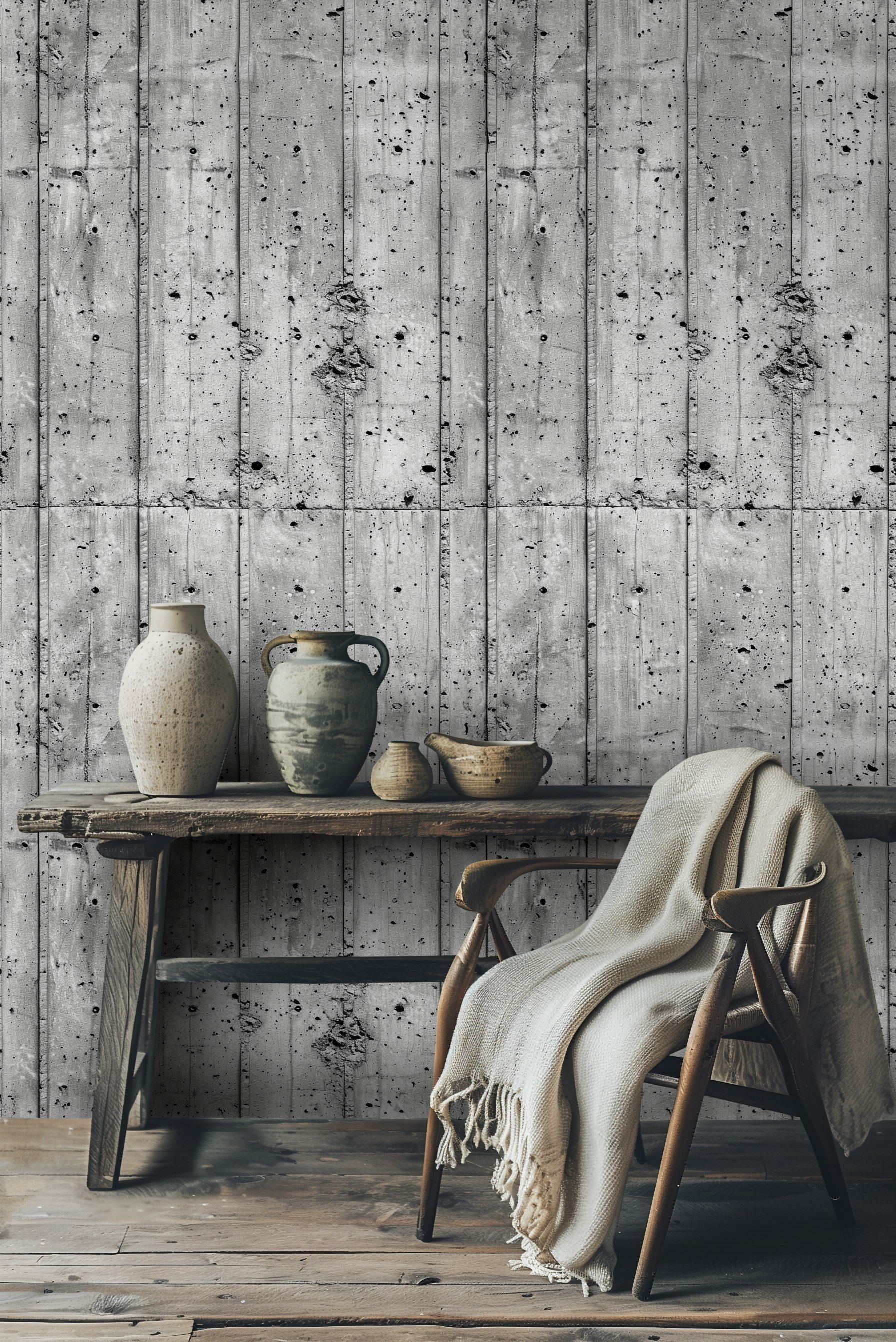 Textured Gray Industrial Concrete Wallpaper