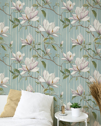 Soft Blue Magnolia Blossom Wallpaper
