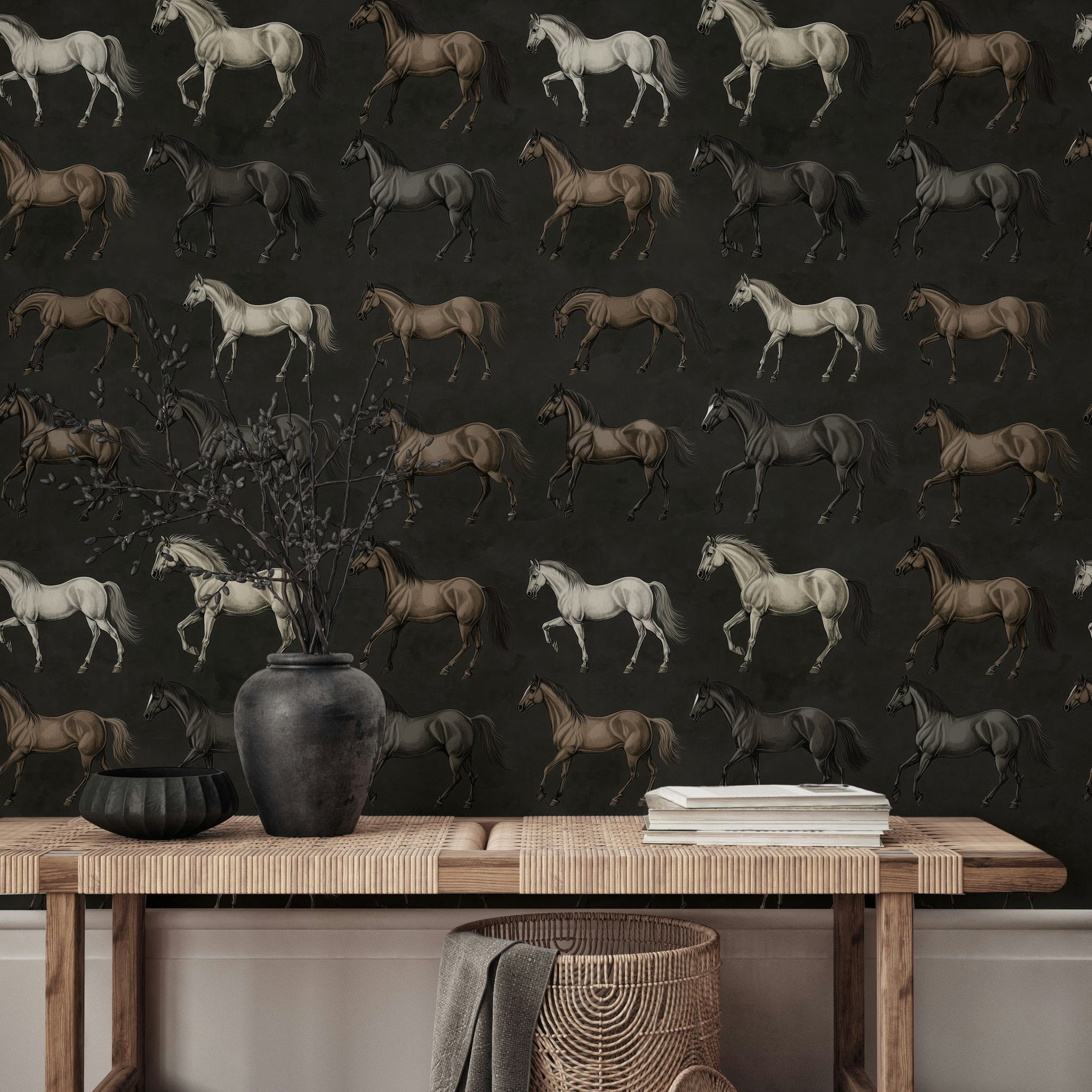 Dark Charcoal Horse Silhouette Wallpaper