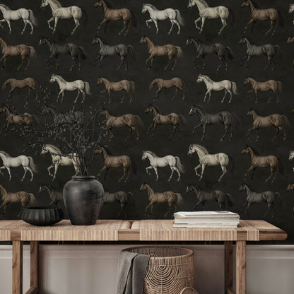 Dark Charcoal Horse Silhouette Wallpaper