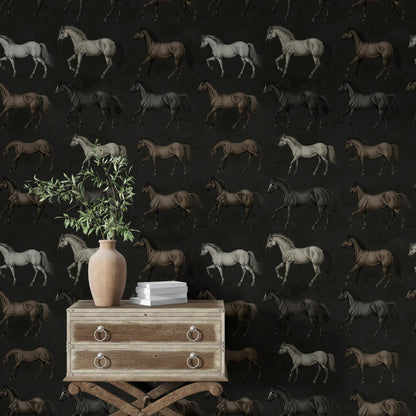 Dark Charcoal Horse Silhouette Wallpaper