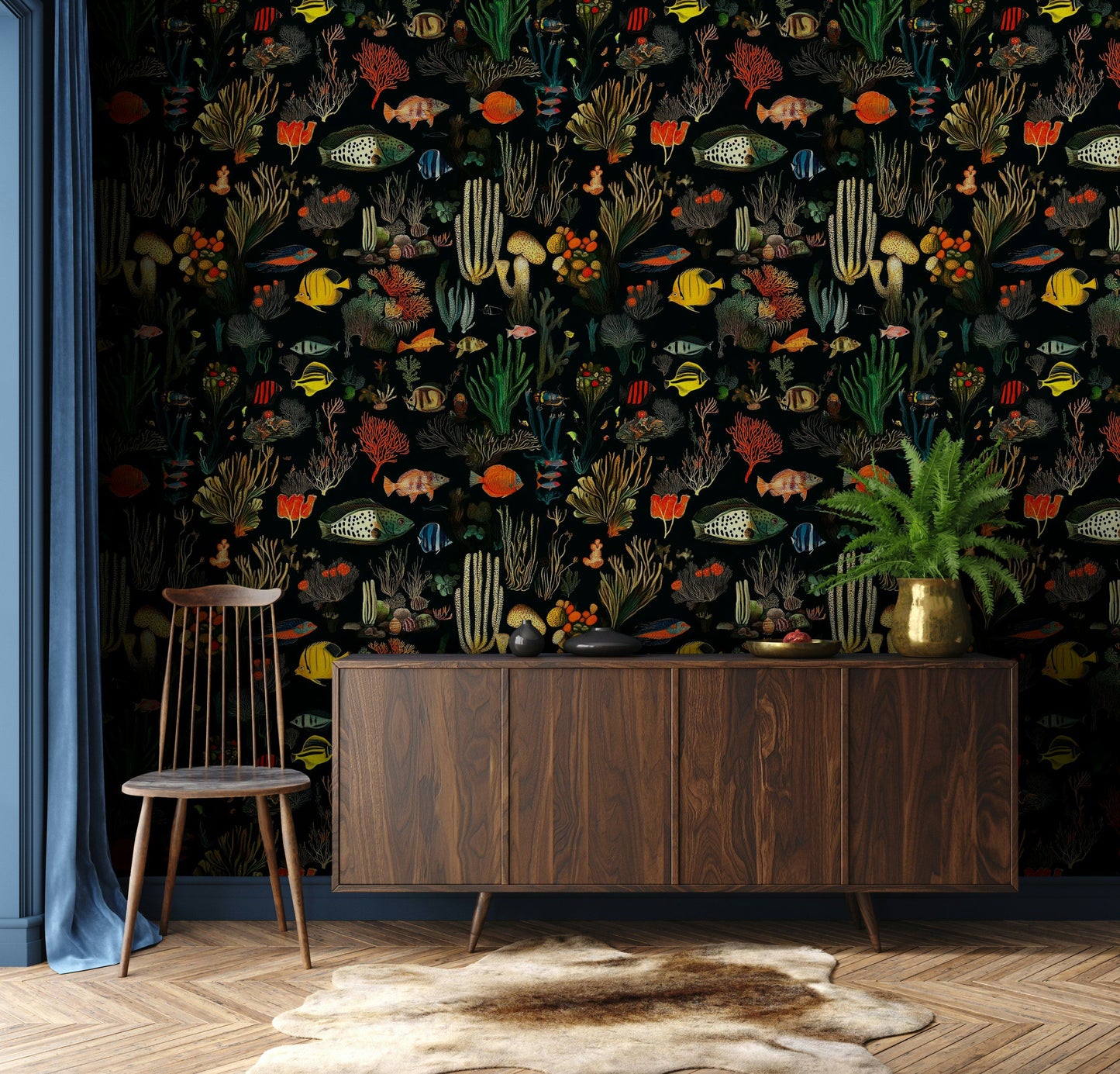 Vibrant Underwater Wallpaper Colorful Fish and Coral Design