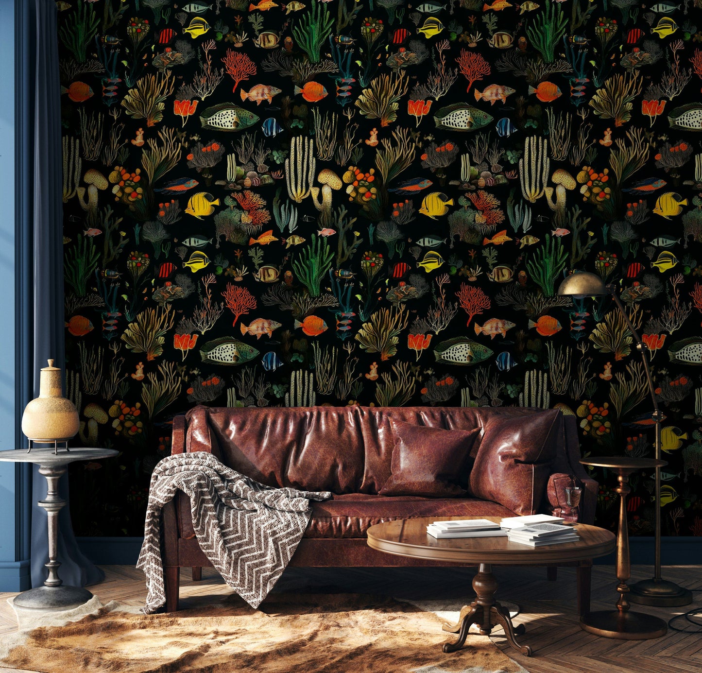 Vibrant Underwater Wallpaper Colorful Fish and Coral Design