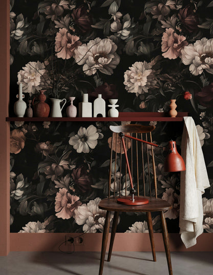 Dark Vintage Floral Bouquet Wallpaper