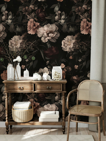 Dark Vintage Floral Bouquet Wallpaper