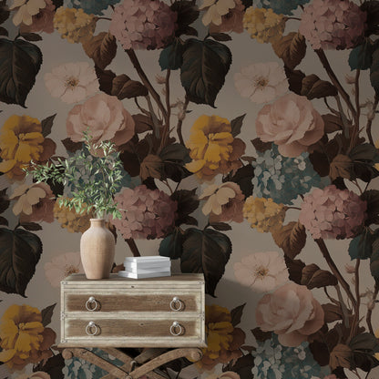 Multicolor Vintage Floral Bouquet Wallpaper