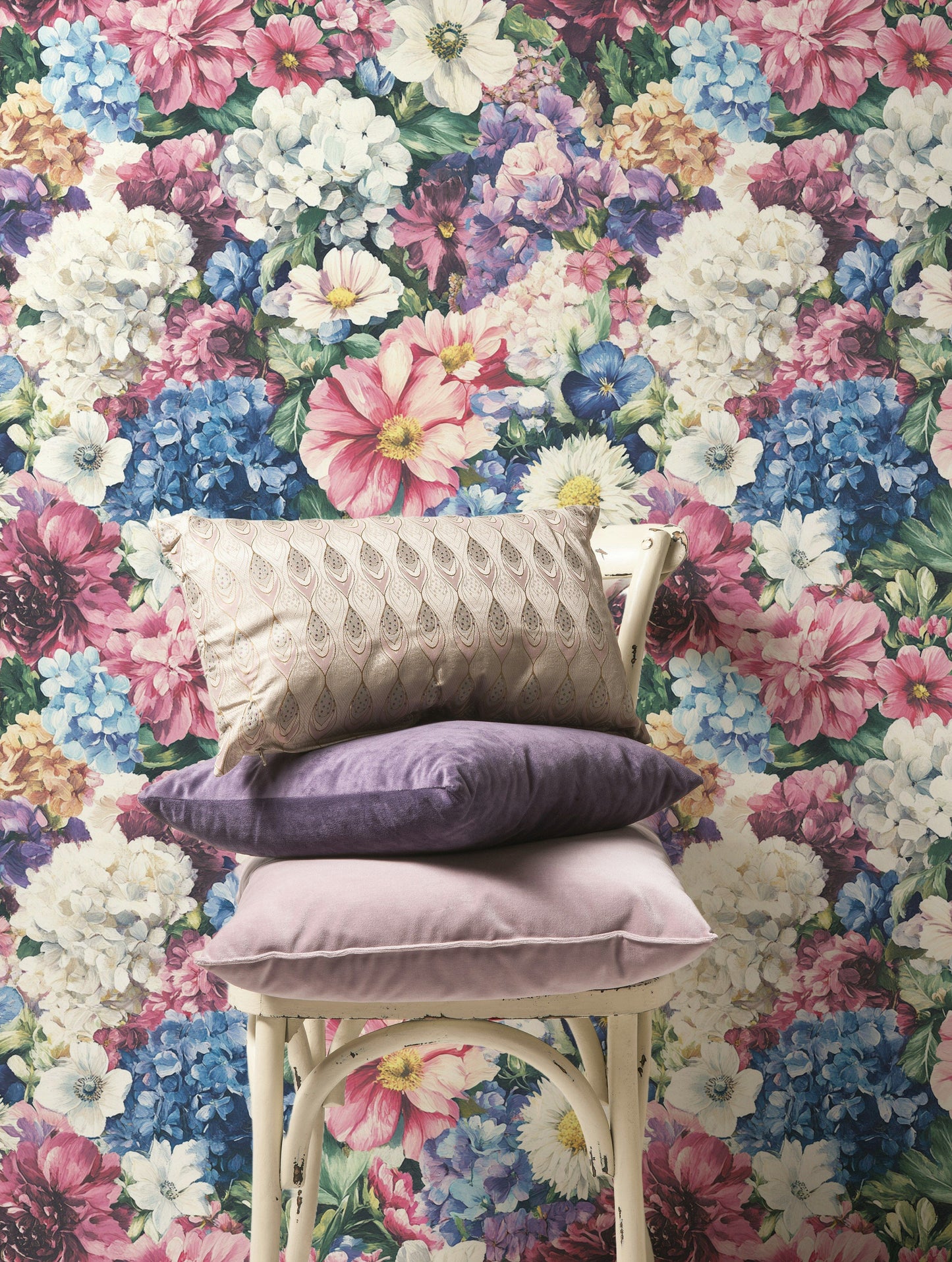 Vibrant Floral Garden Wallpaper Peonies and Daisies Roll