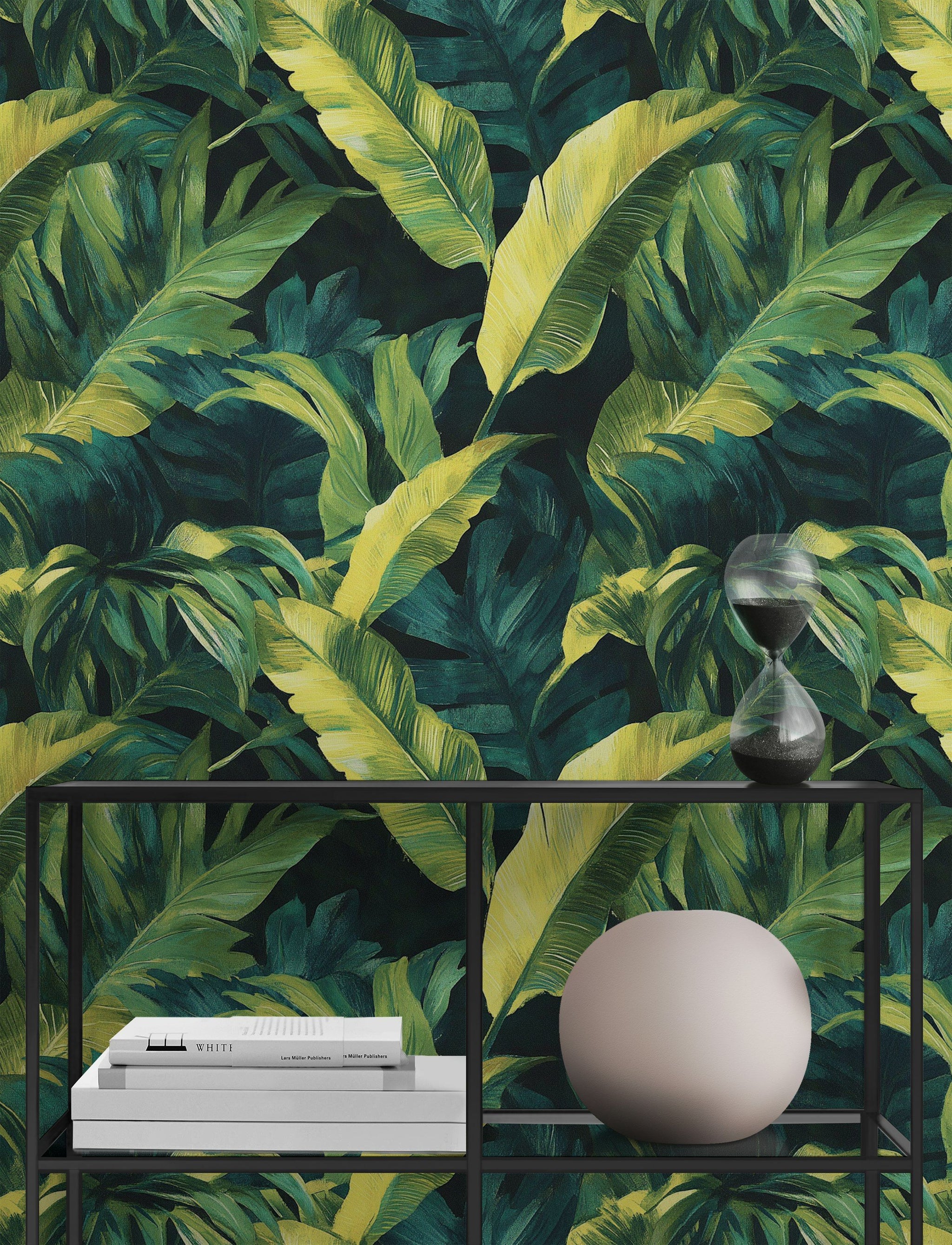 Deep Jungle Green Tropical Leaf Wallpaper