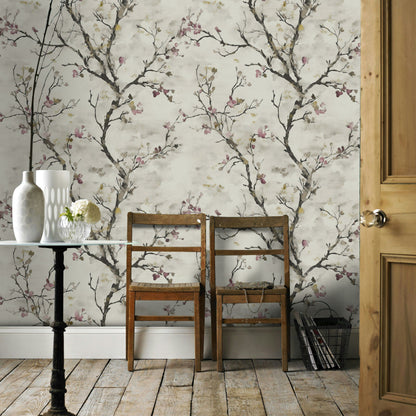 Cream Cherry Blossom Branch Wallpaper
