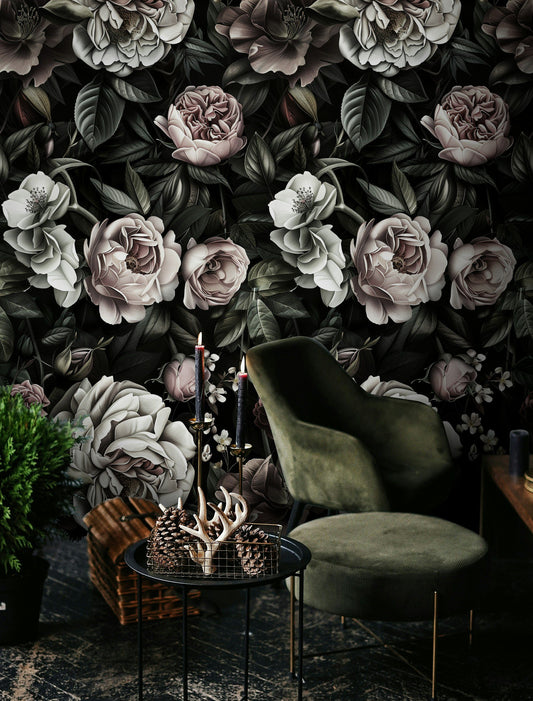 Vintage Floral Wallpaper Mural Roses Wall Mural