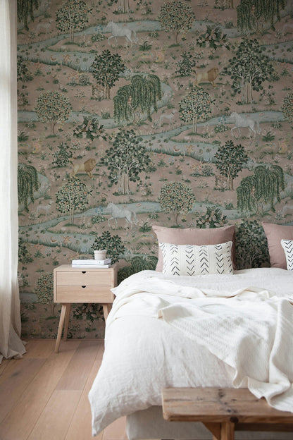 Woodland Animal Wallpaper River Landscape Scenic Wall Mural