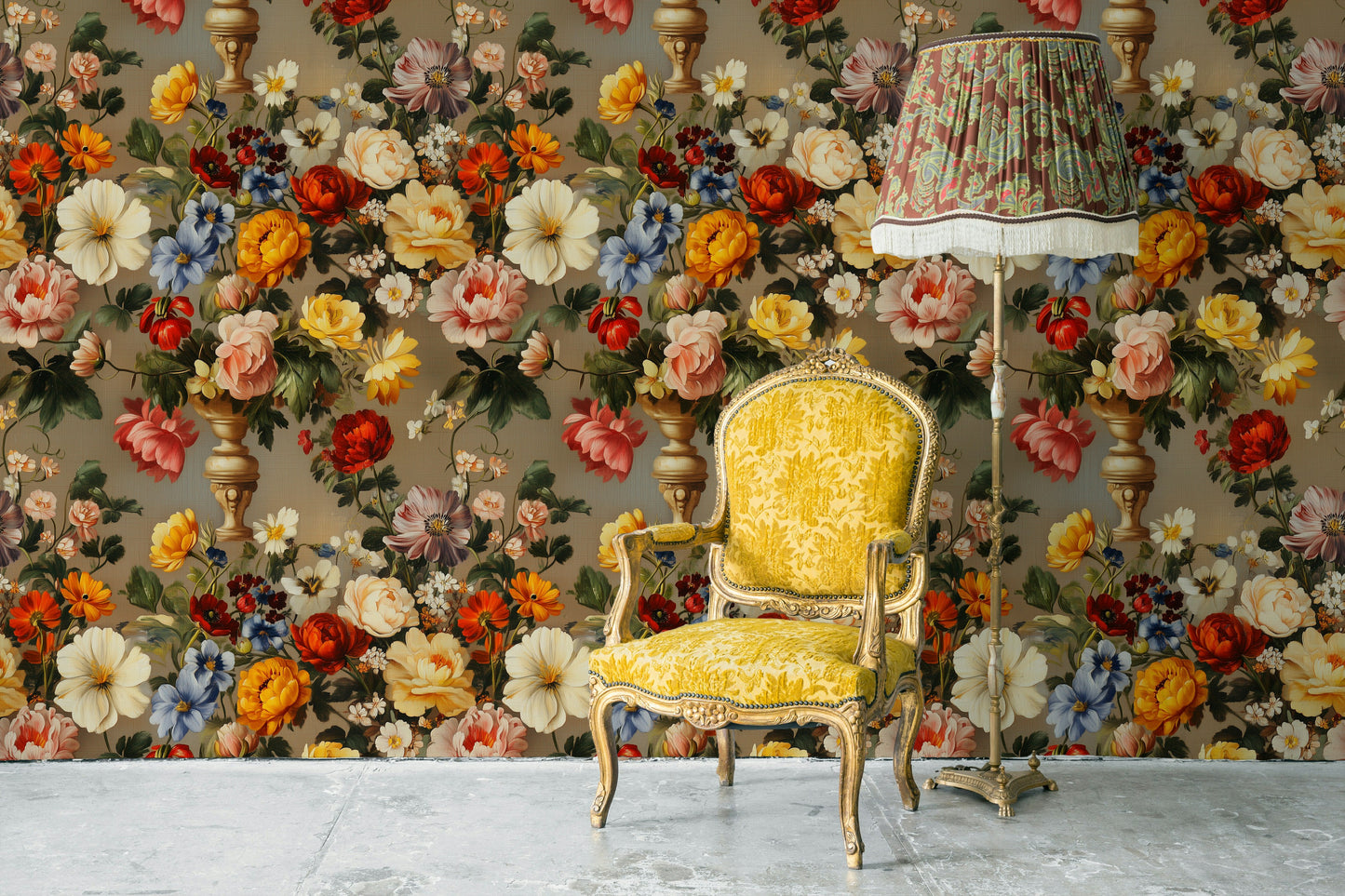 Vintage Floral Bouquet Wallpaper Classic Still Life Wall Art