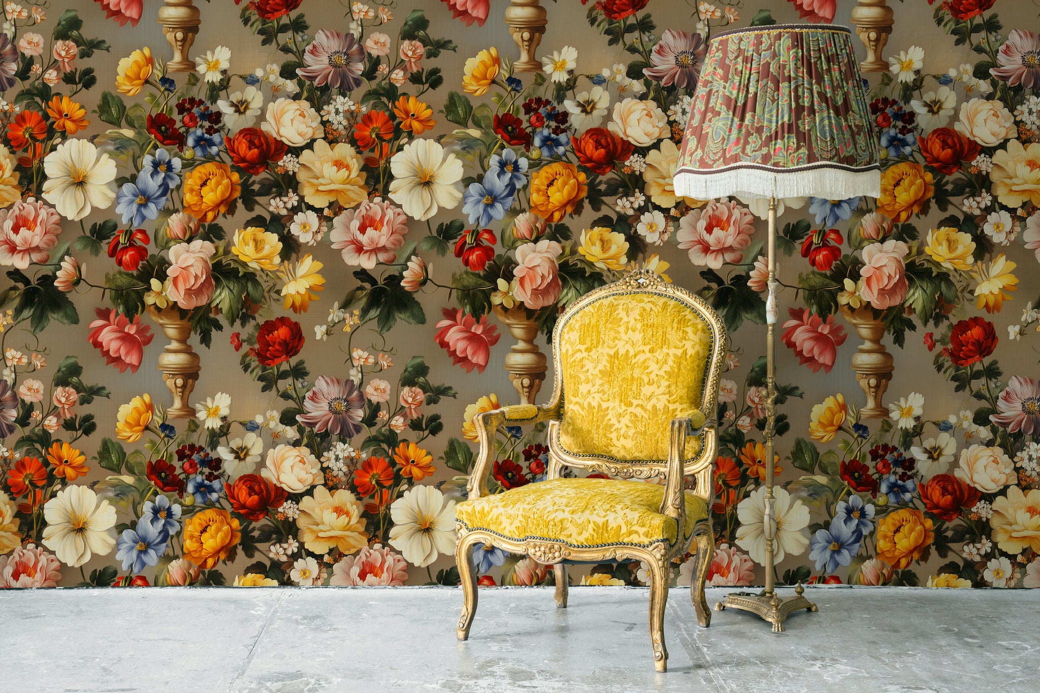Bold Multicolor Floral Bouquet Wallpaper