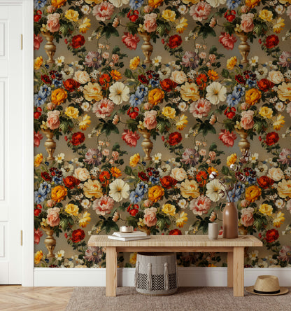 Bold Multicolor Floral Bouquet Wallpaper