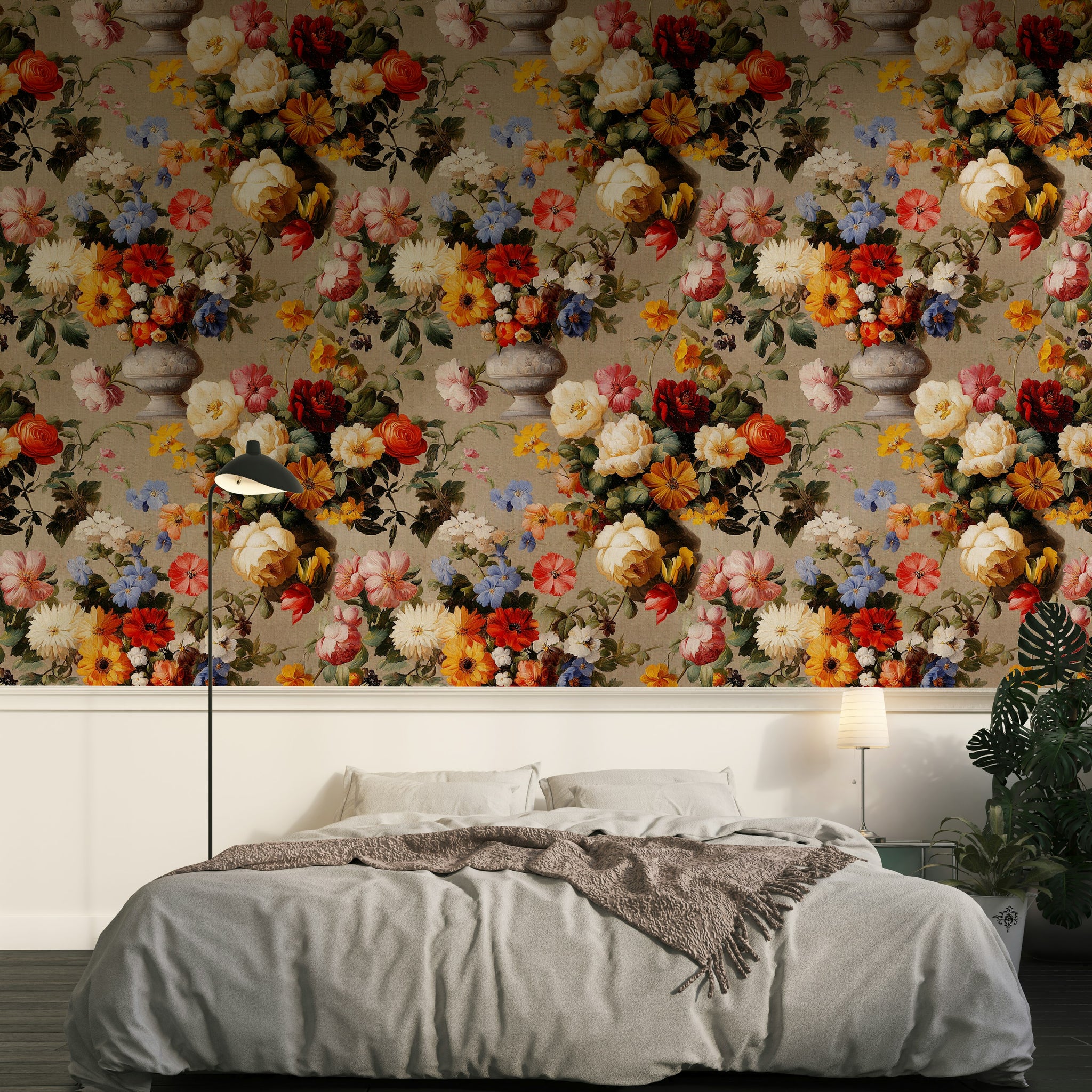 Vintage Multicolor Floral Bouquet Wallpaper