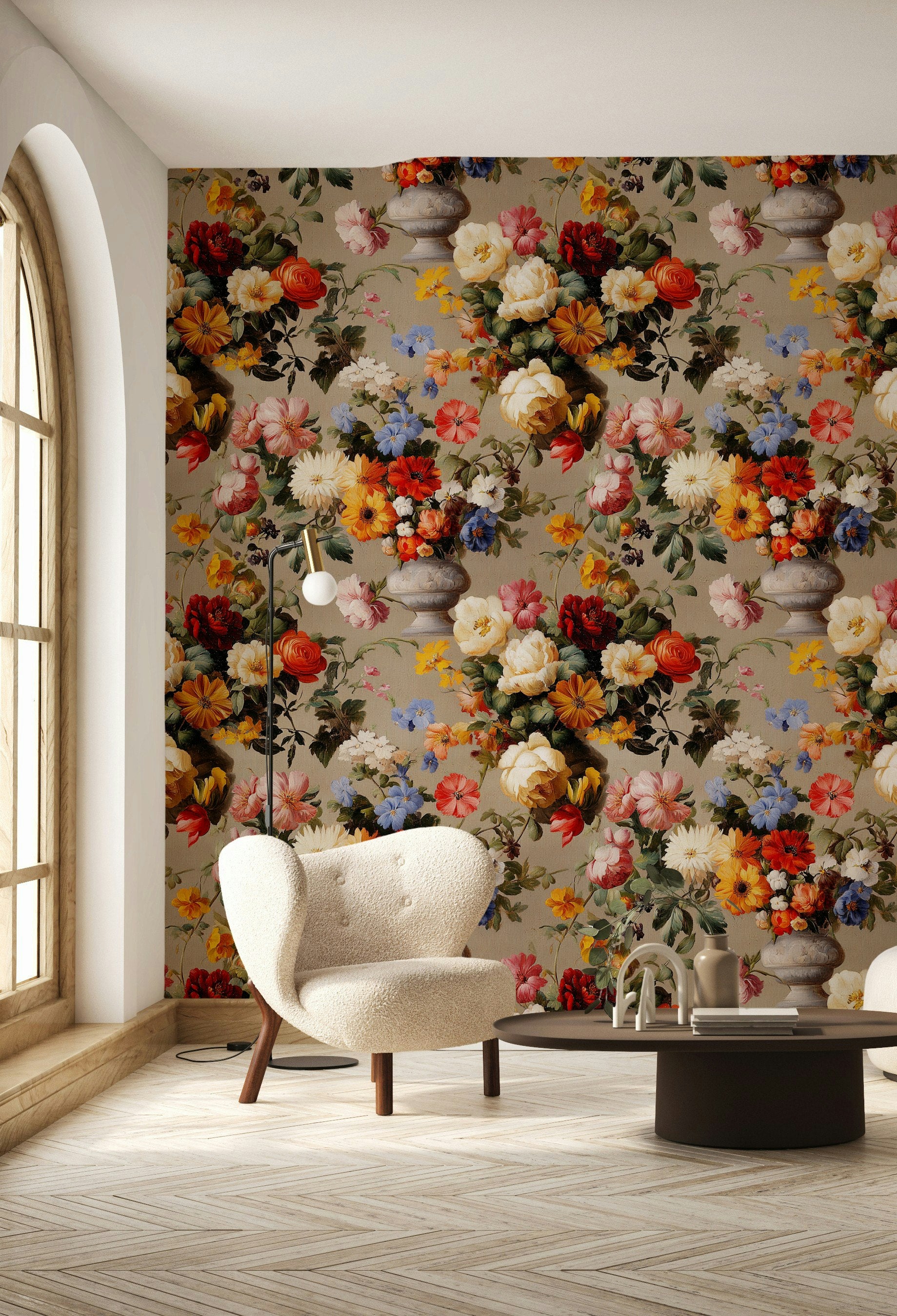 Vintage Multicolor Floral Bouquet Wallpaper