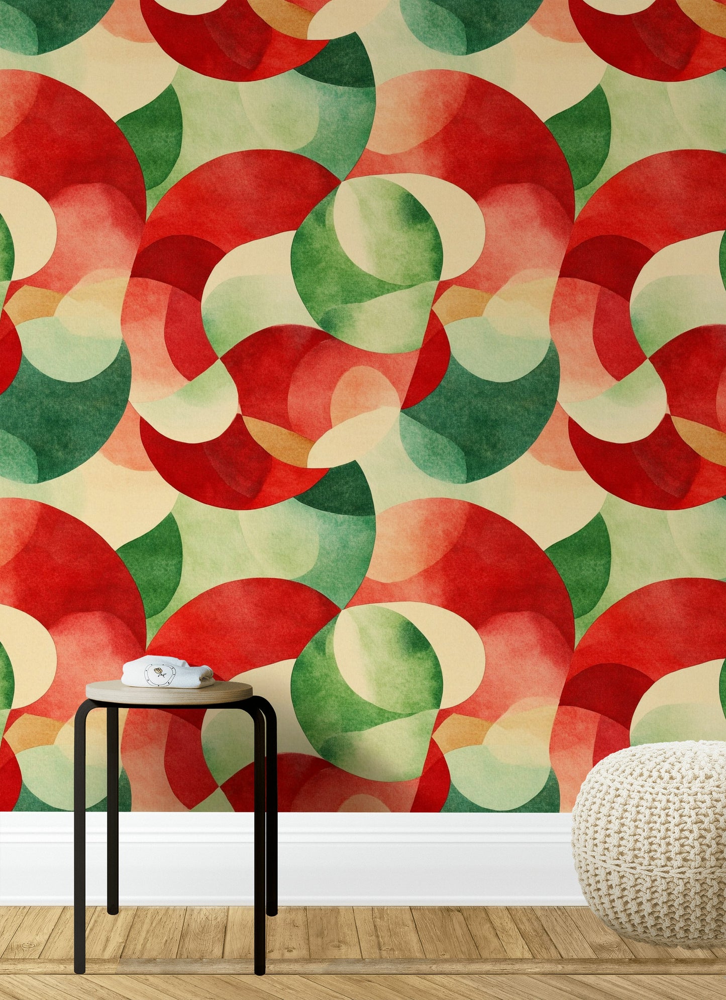 Retro Geometric Curves Wallpaper Abstract Wall Mural