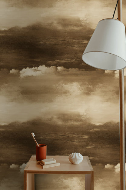 Warm Taupe Atmospheric Cloud Wallpaper