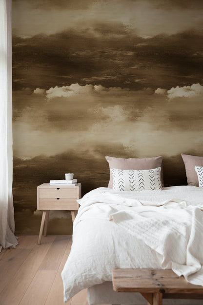 Warm Taupe Atmospheric Cloud Wallpaper