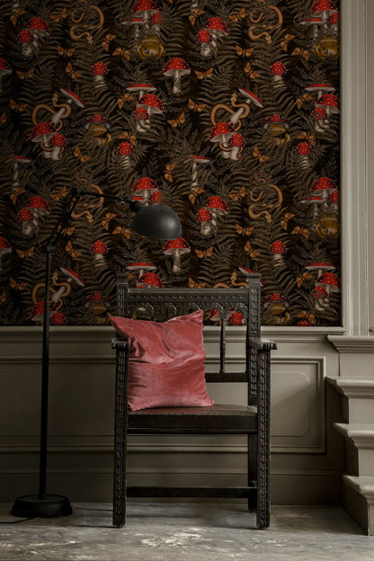 Dark Botanical Forest Creatures Wallpaper