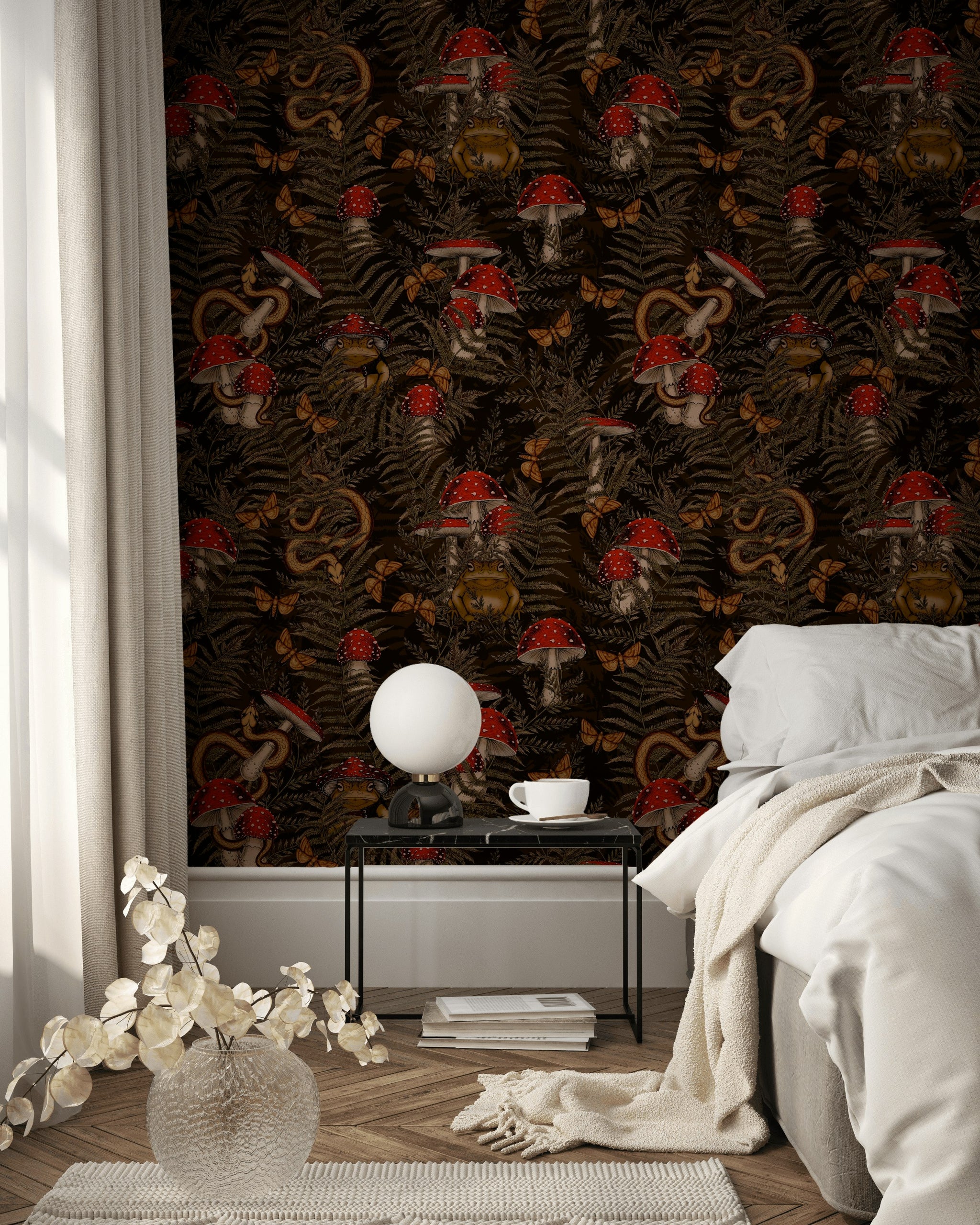 Dark Botanical Forest Creatures Wallpaper