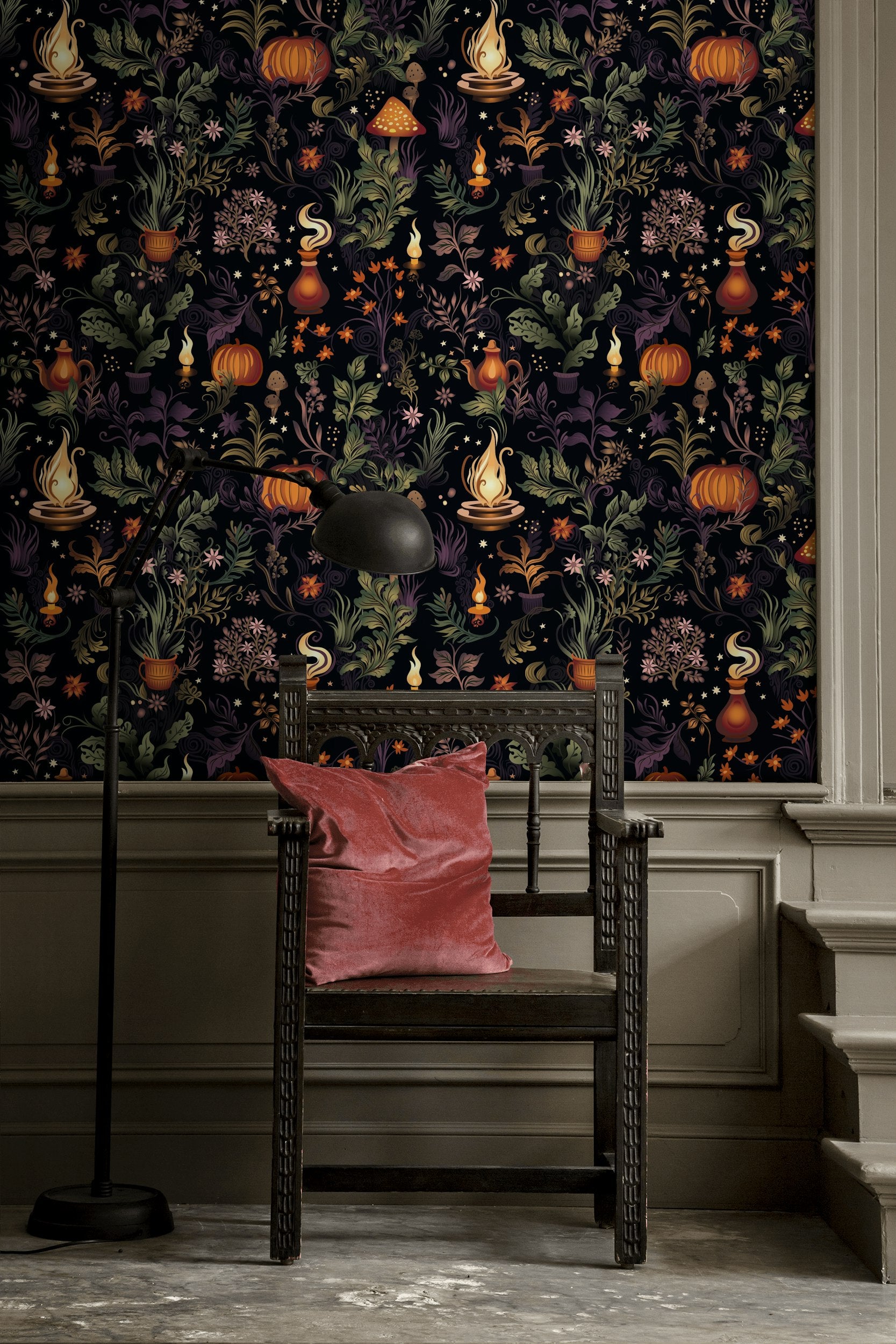 Dark Fantasy Botanical Magic Wallpaper