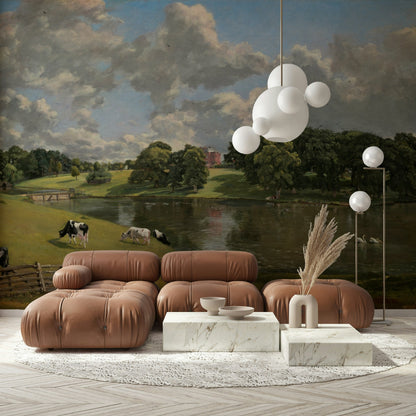 Vintage Pastoral Landscape Lake Wall Mural