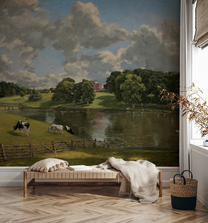 Vintage Pastoral Landscape Lake Wall Mural