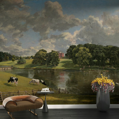 Vintage Pastoral Landscape Lake Wall Mural