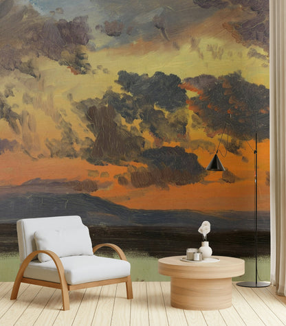 Vibrant Sunset Sky Oil-Painting Wall Mural