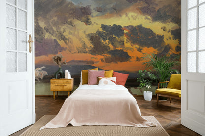 Vibrant Sunset Sky Oil-Painting Wall Mural