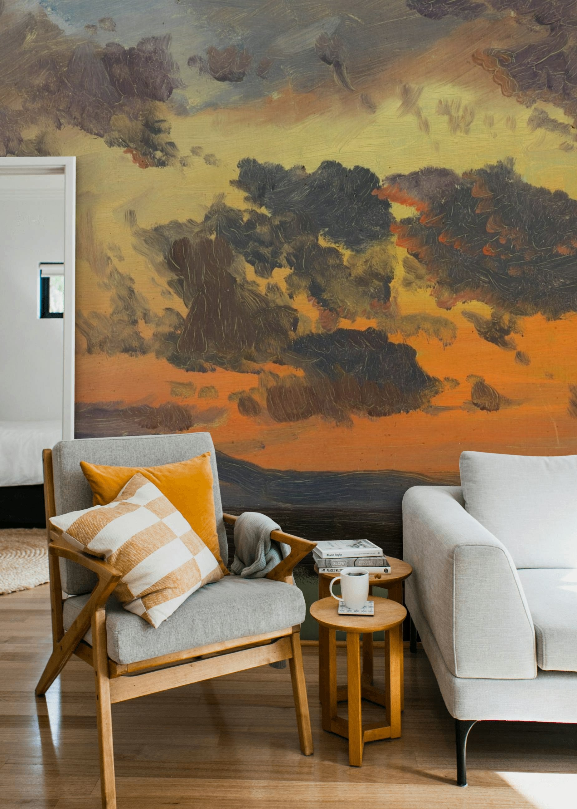 Vibrant Sunset Sky Oil-Painting Wall Mural