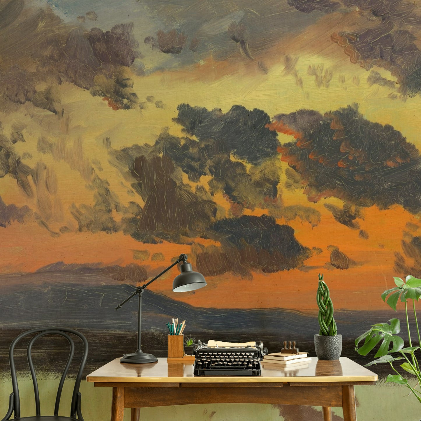 Sunset Cloudscape Wallpaper Moody Orange Purple Wall Mural