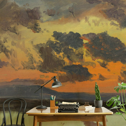 Vibrant Sunset Sky Oil-Painting Wall Mural