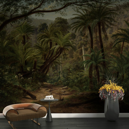 Dark Jungle Fern Oversized Wall Mural