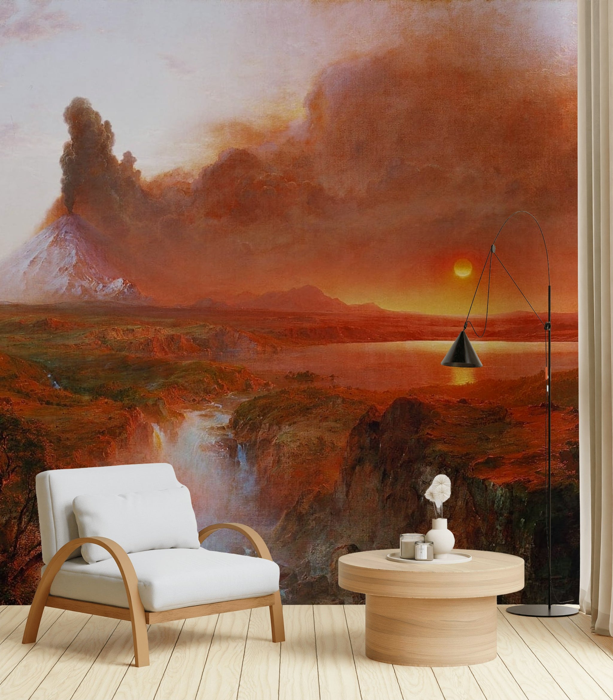Warm Sunset Volcano Landscape Wall Mural
