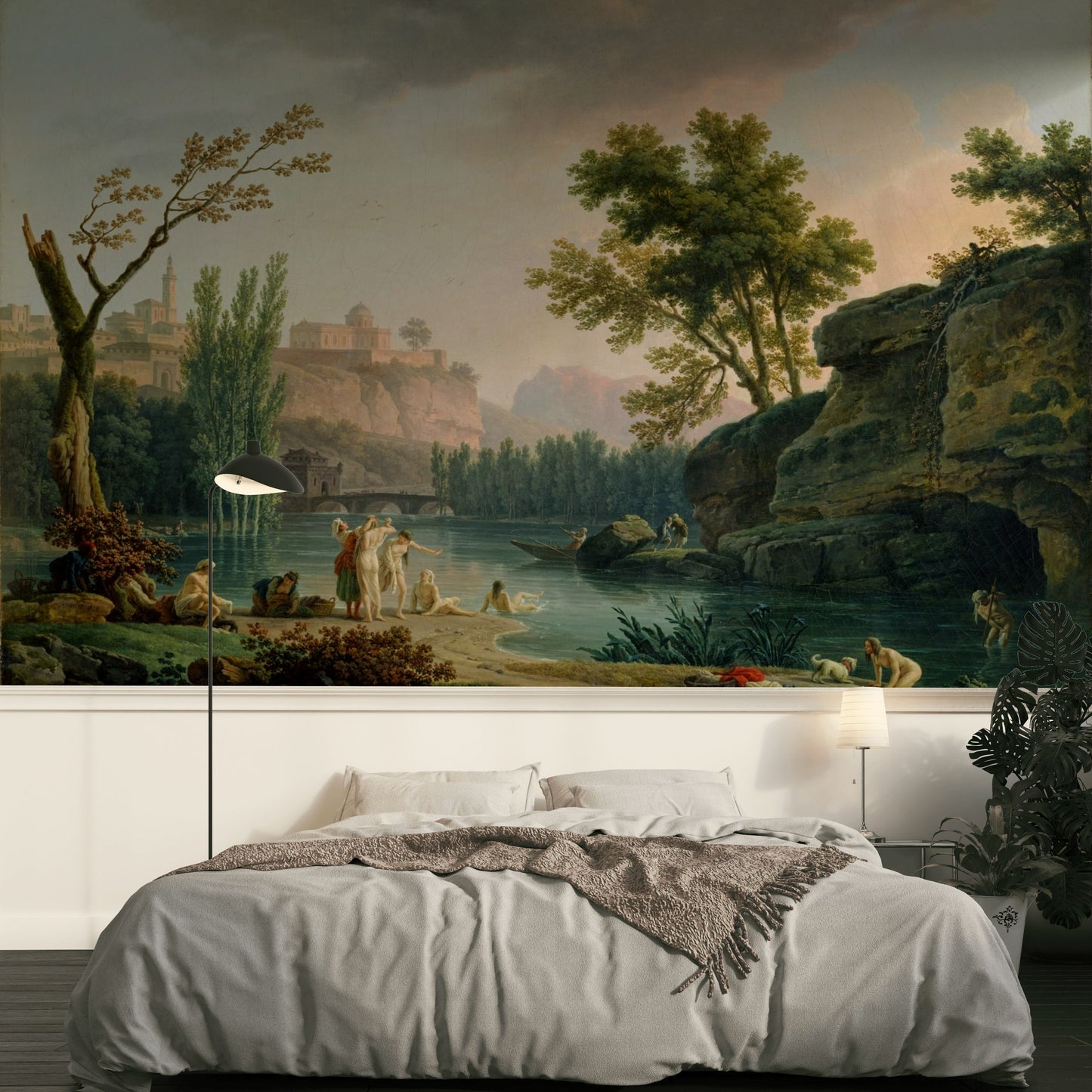Neoclassical River Landscape Wallpaper Scenery Wall Mural