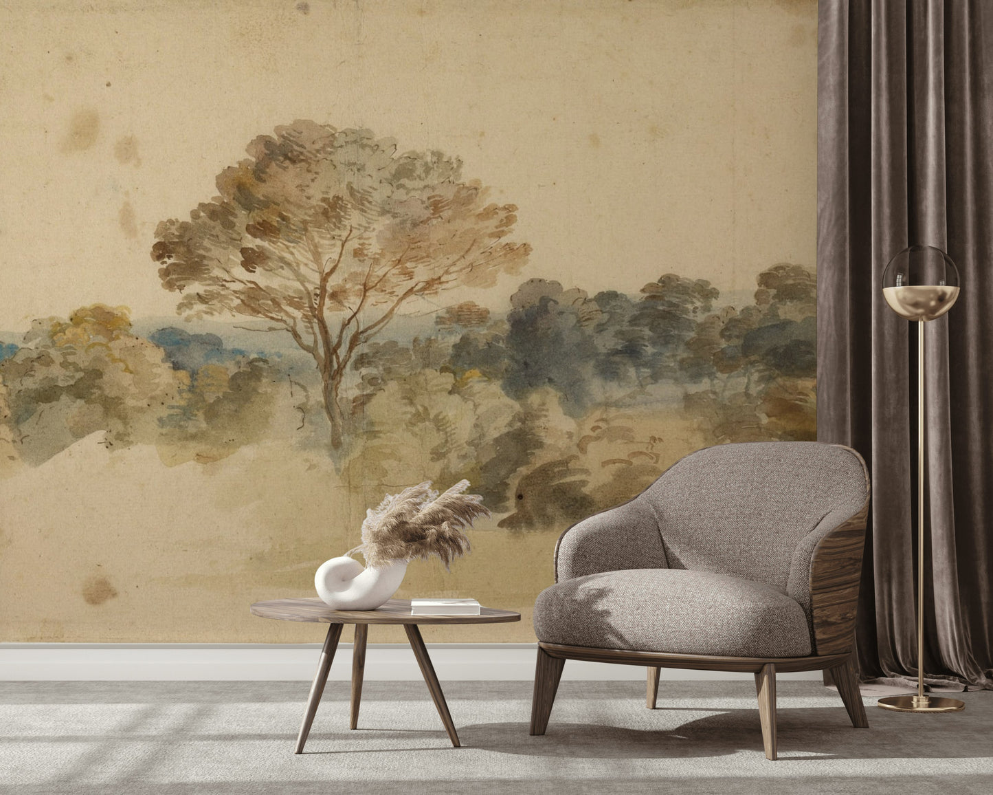 Watercolor Landscape Wallpaper Soft Pastel Art Wall Mural