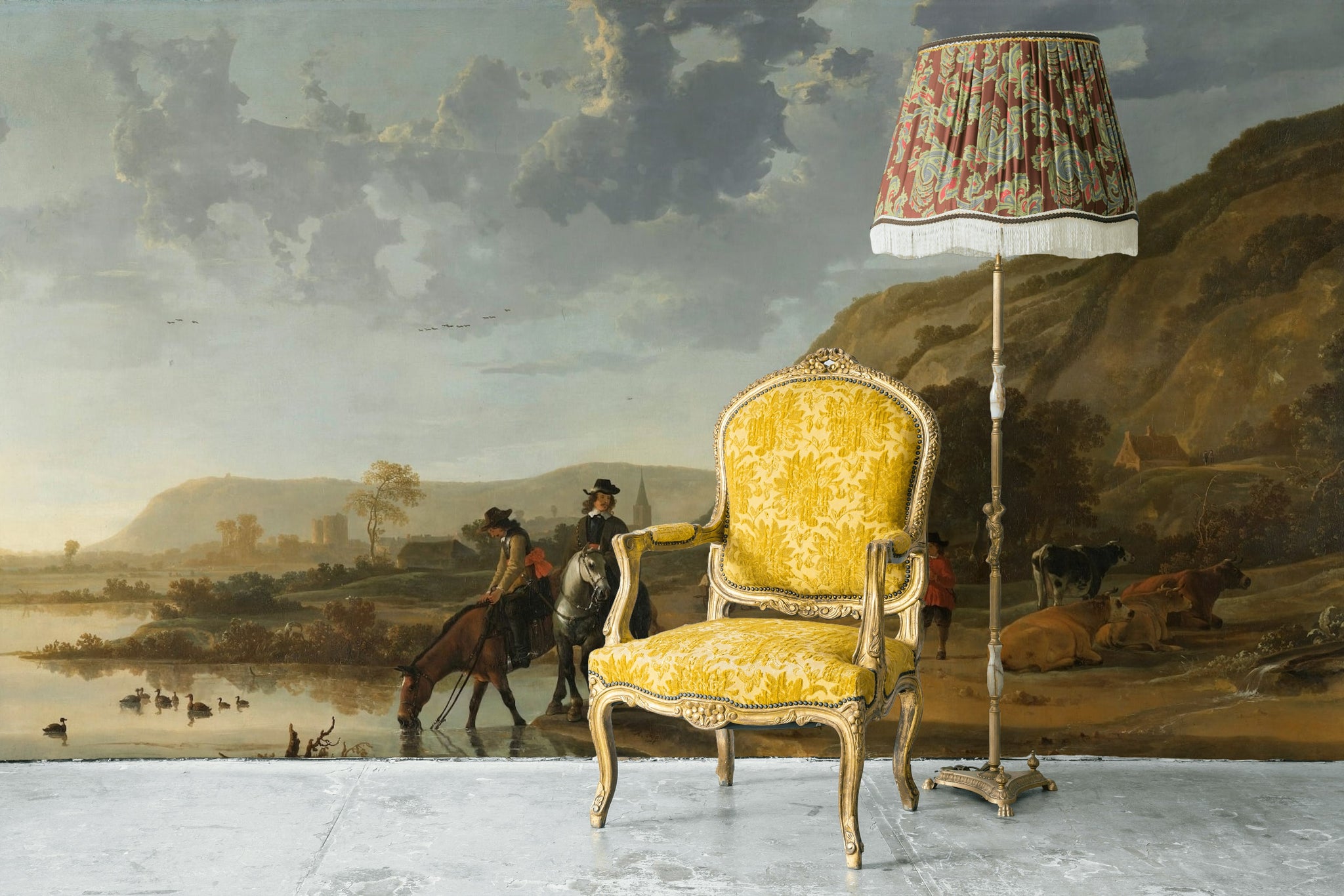 Vintage Scenic Landscape Horse Riding Wall Mural
