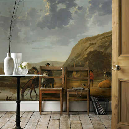 Vintage Scenic Landscape Horse Riding Wall Mural