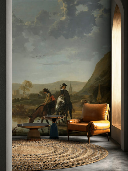 Vintage Scenic Landscape Horse Riding Wall Mural
