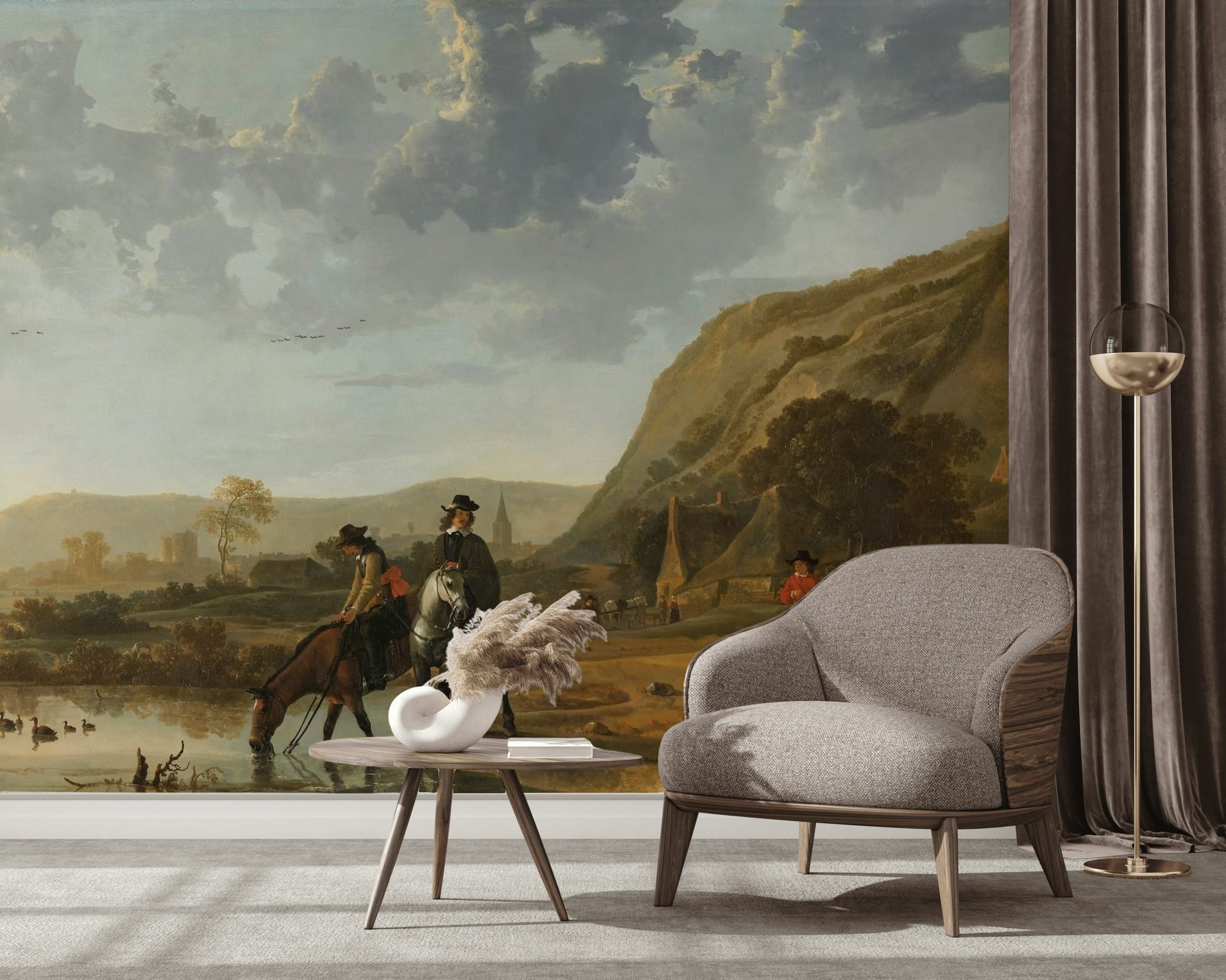 Vintage Scenic Landscape Horse Riding Wall Mural