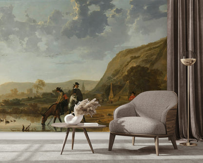 Vintage Scenic Landscape Horse Riding Wall Mural