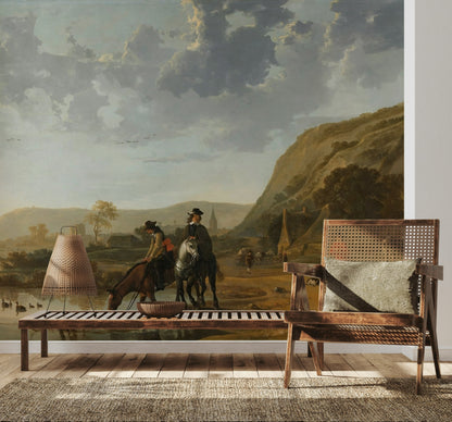 Vintage Scenic Landscape Horse Riding Wall Mural